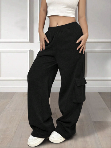 Black Fleece Wide Leg Jogger